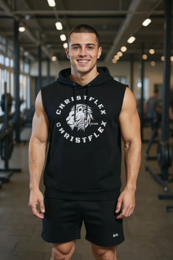 ChristFlex Sleeveless Black Hoodie - Large